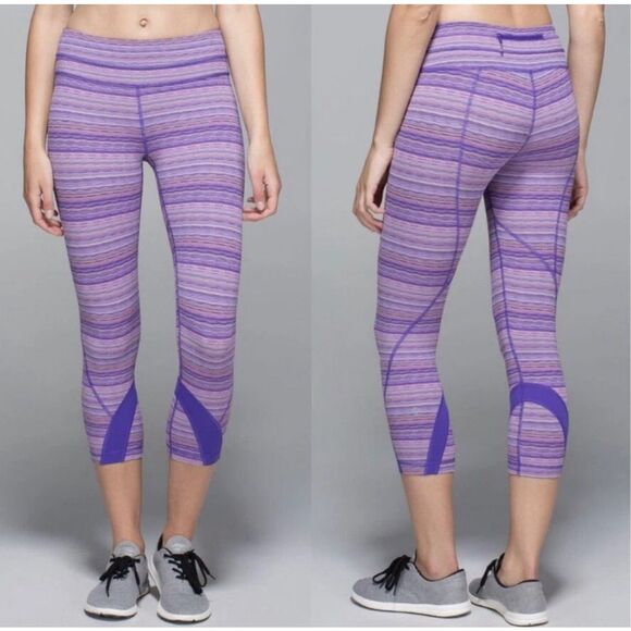 Lululemon Inspire Crop ll Capri leggings Space Dye Purple 6 - Picture 1 of 16